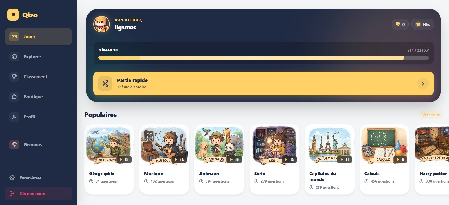 Qizo Interface : Multijoueur en temps réel